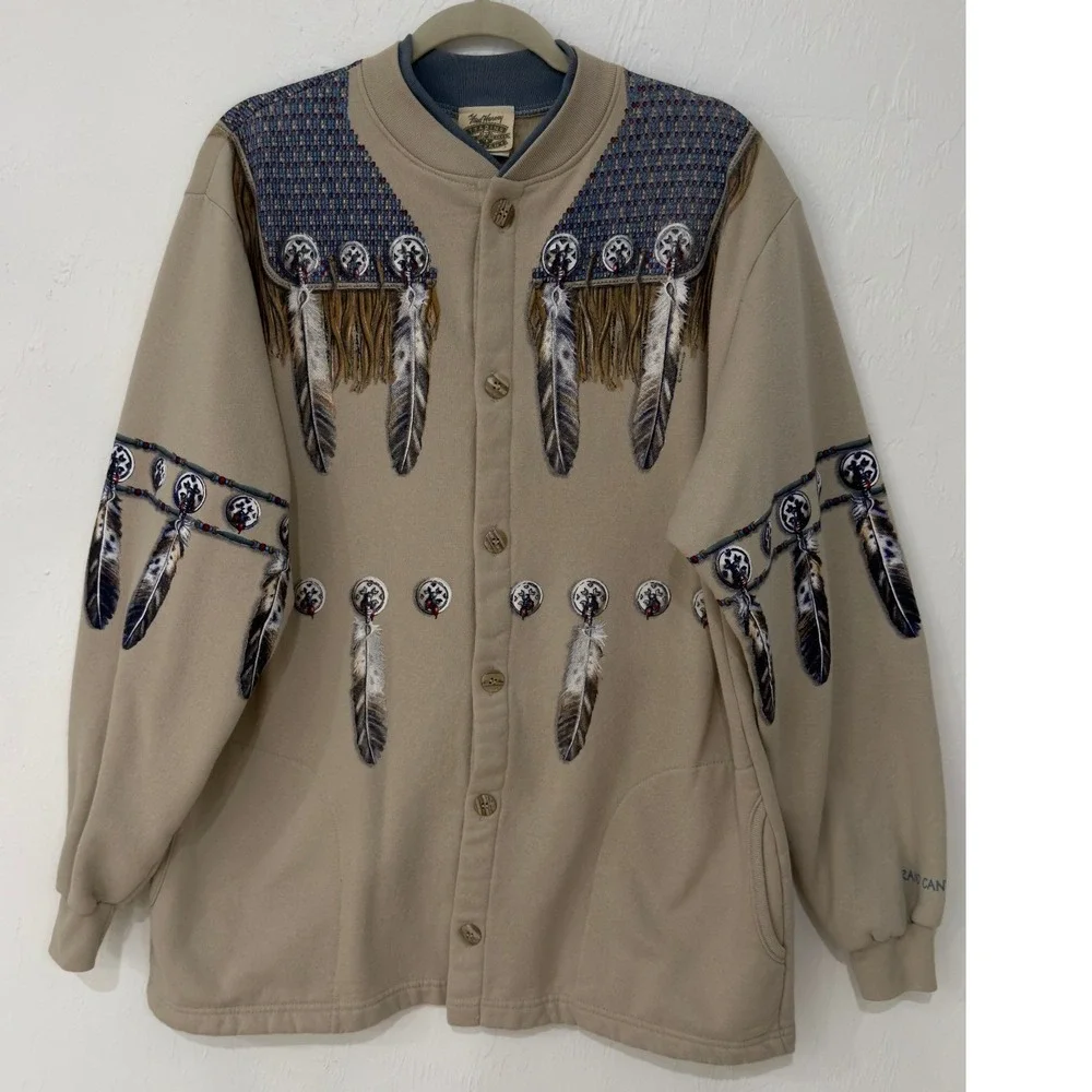 Fred Harvey‎ Trading Company Grand Canyon Feather Fleece Jacket Tan Women L/XL